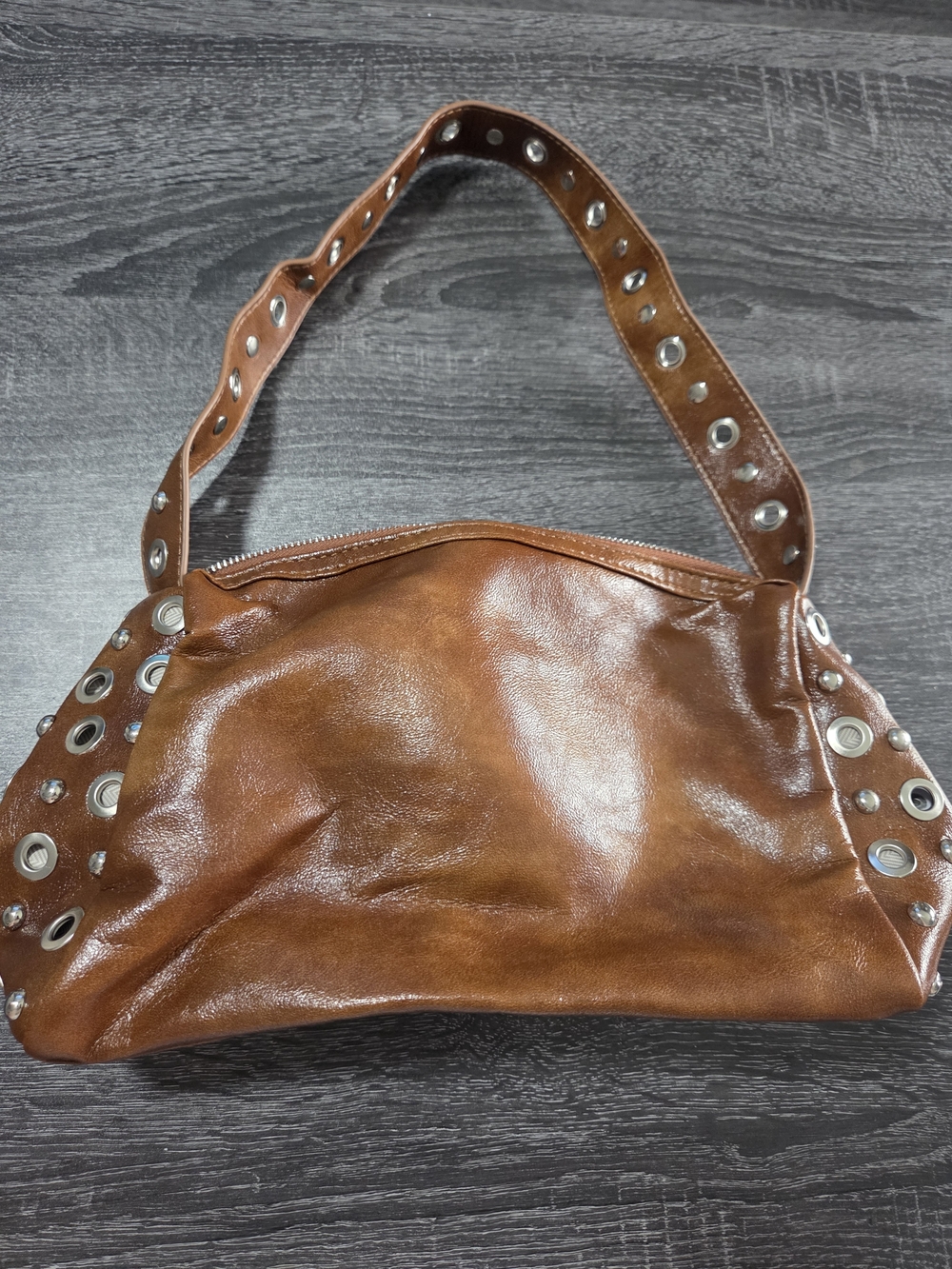 Brown Eyelet-Detail Shoulder Bag - Women
